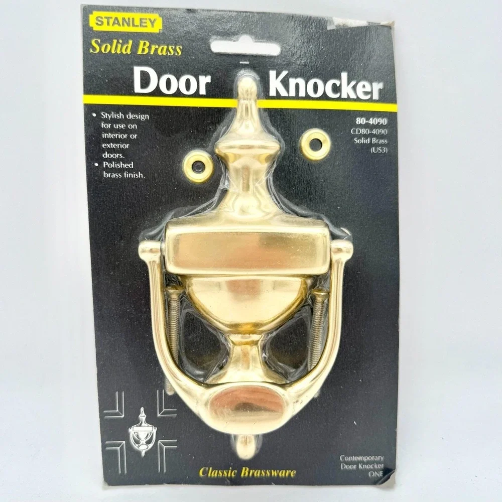 Vintage Stanley Solid Brass Door Knocker 80-4090 Traditional Urn Style Taiwan